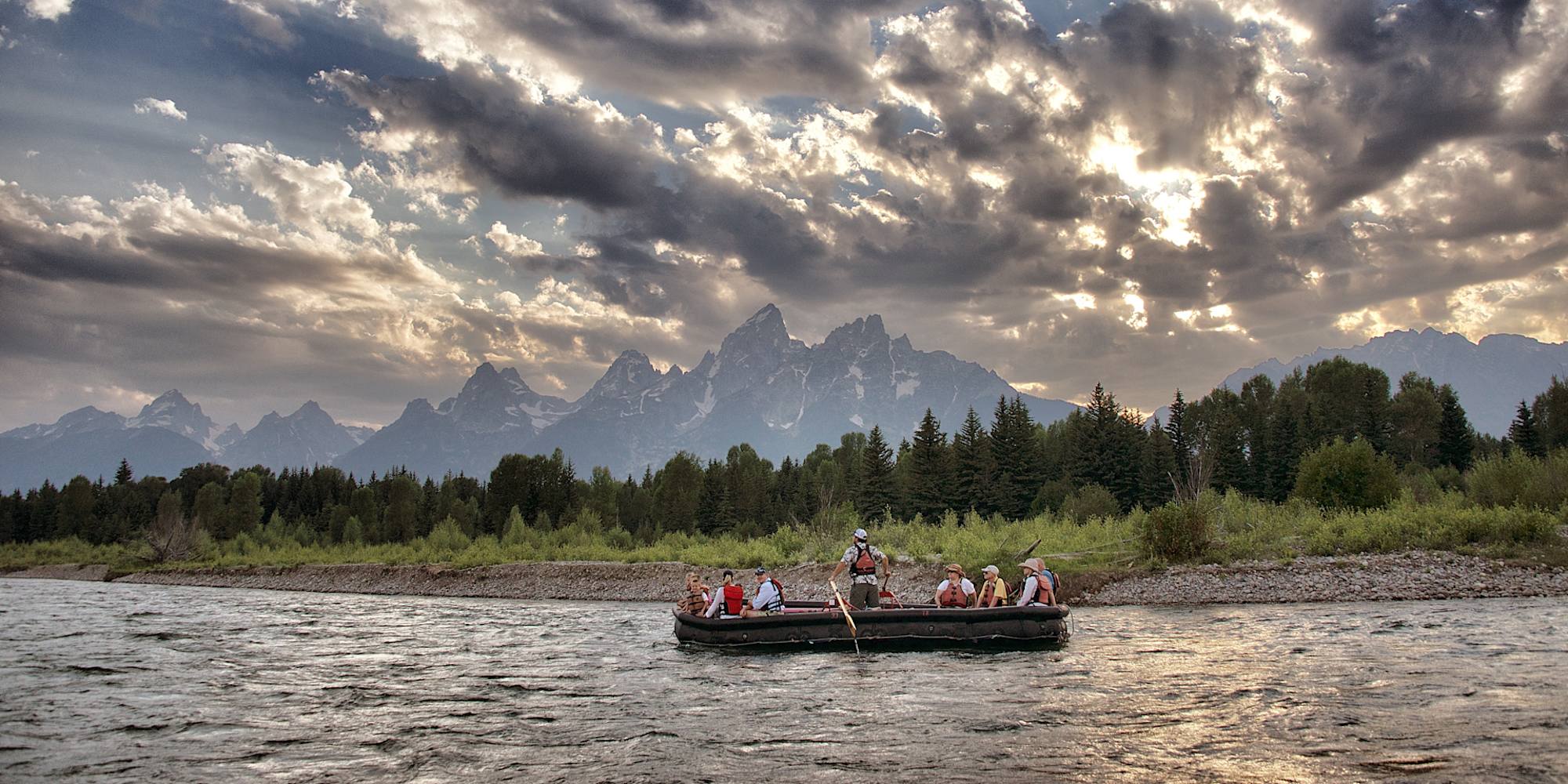 Guests float rafting in Grand Teton National Park